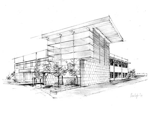 Architecture Sketch And Building Photo