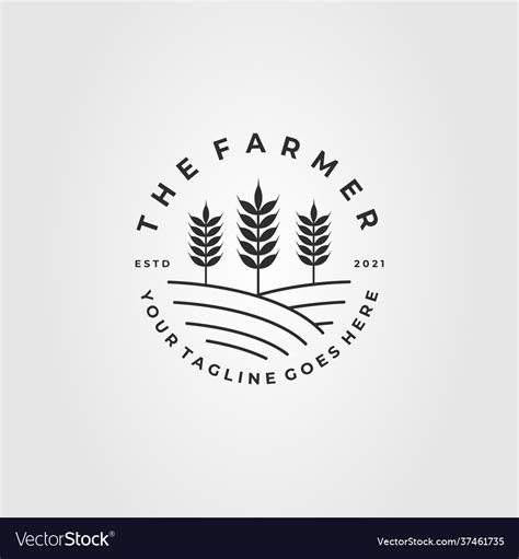 Vintage Wheat Farming Farmer Logo Template Design Vector Image