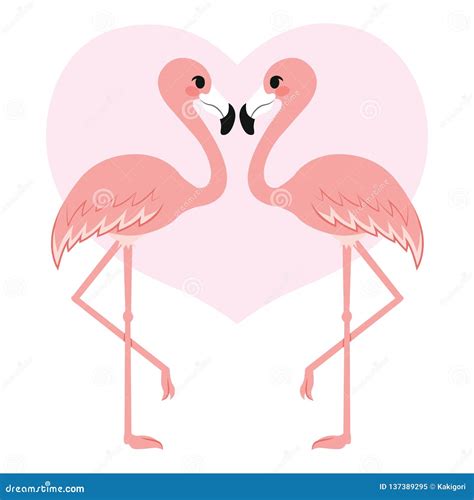 Flamingo Love Heart Background Stock Vector Illustration Of Legs