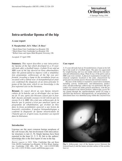 PDF Intra Articular Lipoma Of The Hip A Case Report