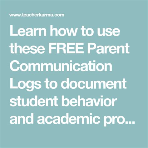 Parent Communication Logs Free Classroom Management Forms