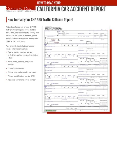 How To Read Your California Car Accident Report Clancy And Diaz Llp