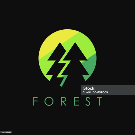 Template Vektor Ikon Logo Hutan Pinus Minimalis Pada Latar Belakang