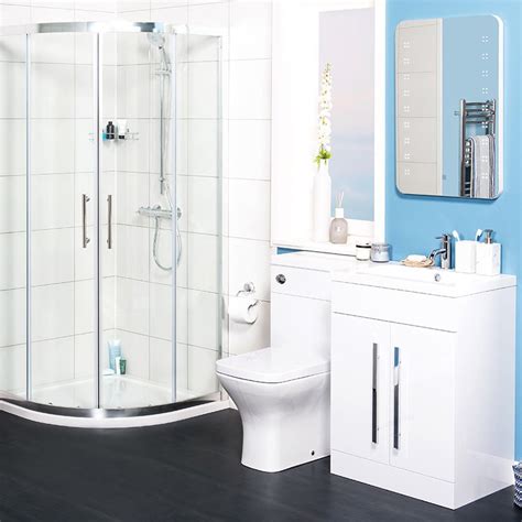 They provide sufficient space to get organised and ready for a busy day ahead. Bathroom Suite White Quadrant Shower Enclosure & RH Combi ...