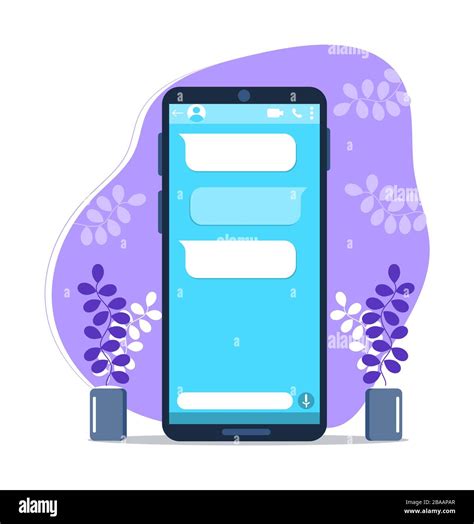 Chat On Phone Screen With Empty Speech Text Boxes Mobile Messenger Template Vector Dialogue