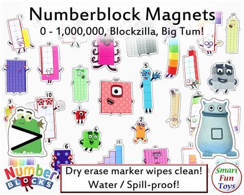 Magnetic Numberblocks Set 0 1000000 Waterproof Dry Etsy Uk
