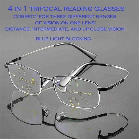 Progressive Multifocal Reading Glasses Blue Light Blocking For Men For