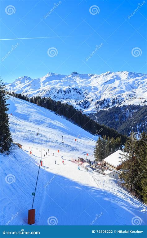 Mountains With Snow In Winter Meribel Ski Resort Stock Photo Image