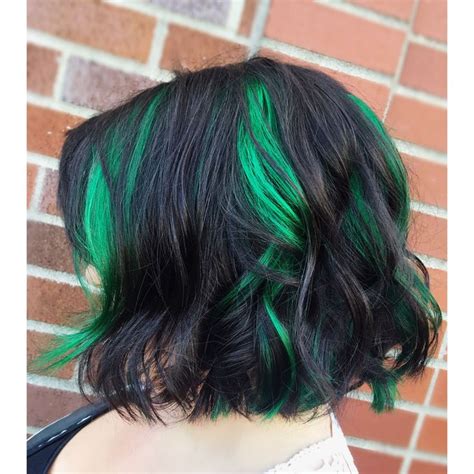 Green Peekaboo Hair Peekaboo Hair Short Hairstyles For Thick Hair