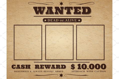 Wanted cowboy poster. Paper vintage | Pre-Designed Vector Graphics ...