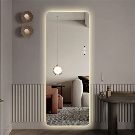 Orren Ellis Full Length Mirror Lighted Vanity Body Mirror Led Mirror Wall Mounted Mirror