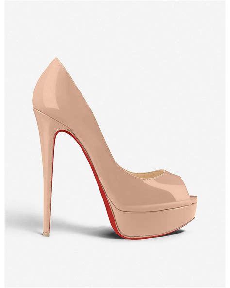 Christian Louboutin Lady Peep Patent Calf In Natural Lyst