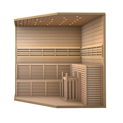 Canadian Hemlock Luxury Indoor Wet Dry Sauna With Led Lights 6 Kw Et