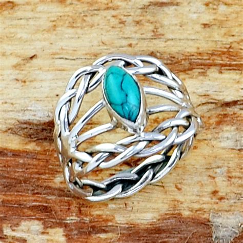 Turquoise Silver Ring Turquoise 925 Sterling Silver Ring Etsy