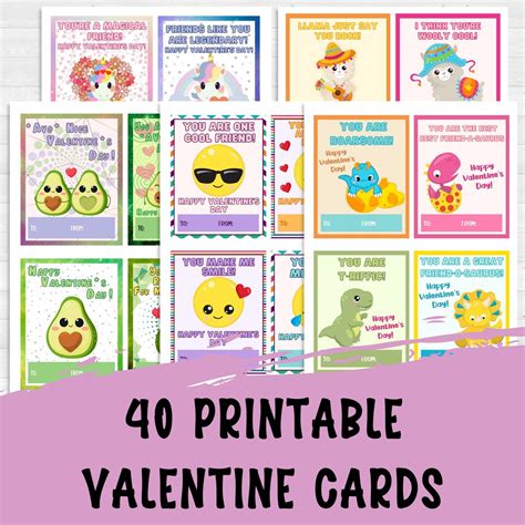 Valentine Card Bundle Printable Valentine Cards For Classroom Emoji