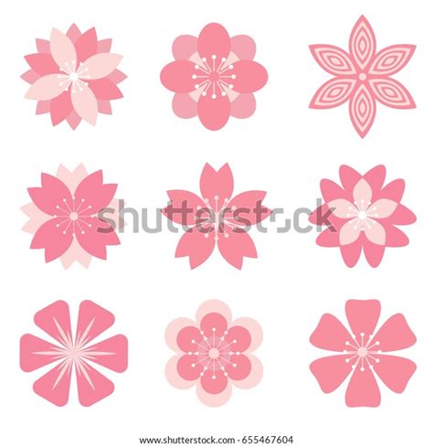 Vector Sakura Flowers Simple Flat Style Stock Vector Royalty Free