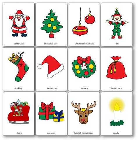 Flashcards Sur Le Thème De Noël En Anglais Flashcards Noël Avec