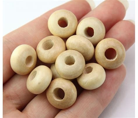 Wood Beads Beige 14x8mm Rondelle 5mm Hole Golden Age Beads