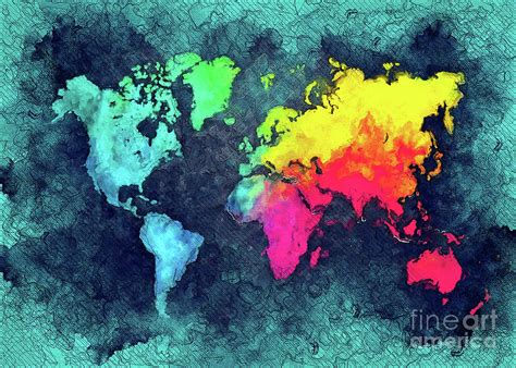 World Map Colors Digital Art By Justyna Jaszke Jbjart Fine Art America