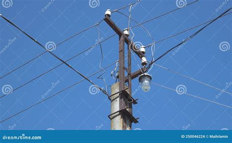 Electric Pole With Wires Stock Photo Image Of Communication 250046224