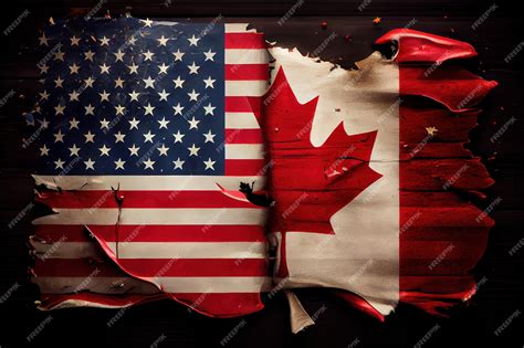 Premium Ai Image American And Canadian Flags Together Generative Ai