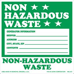 Hml Non Hazardous Waste Label Vinylsize X