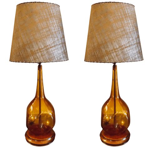 Mcm Vintage Amber Lamp 333