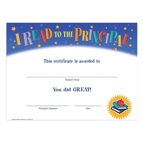 I Read To The Principal Gold Foil Certificates Positive Promotions