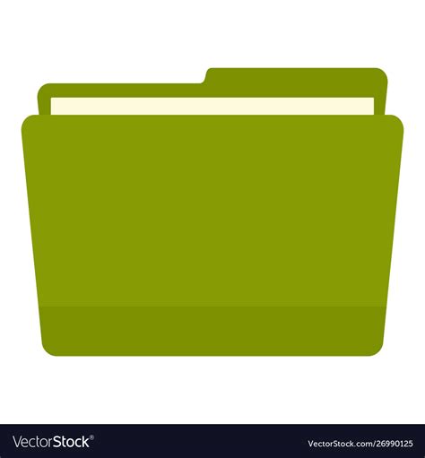 Green File Folder Icon Flat Style Royalty Free Vector Image