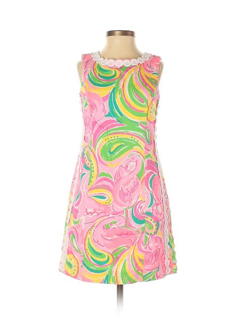 Lilly Pulitzer 100 Cotton Paisley Pink Casual Dress Size 0 73 Off