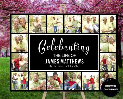 Photo Collage Template Large Memorial Sign Funeral Poster Etsy