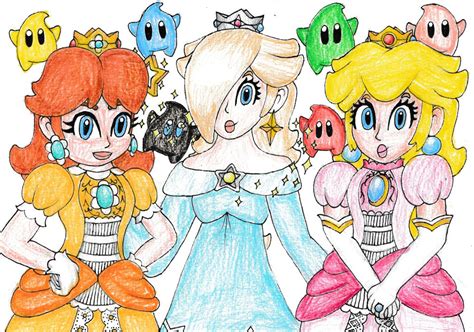 Peach Daisy And Rosalina Super Smash Sisters By Bbq Turtle On Deviantart