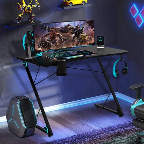 Z Shaped Computer Desk Gaming Desk Table With Storage E Sports Pc