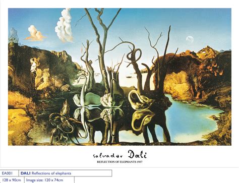 Salvador Dali Reflection Of Elephants 1937 Enormous 90cm X 128cm Art P