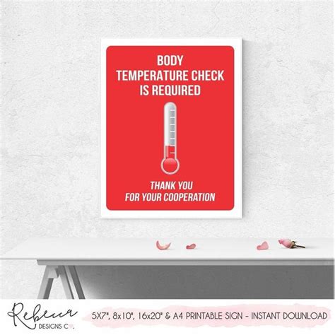 Temperature Check Required Sign Printable Office Sign Printable