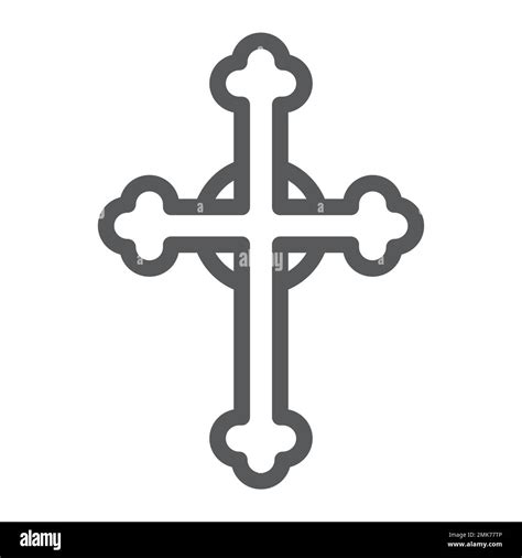 Cross Line Icon Church And Religion Christian Cross Sign Vector