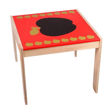 Labebe Wooden Activity Table Chair Red Apple Toddler Table With