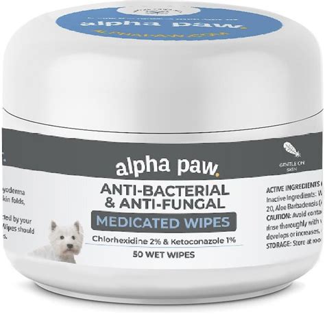 Alpha Paw Antibacterial And Antifungal Medicated Dog And Cat Wipes 50