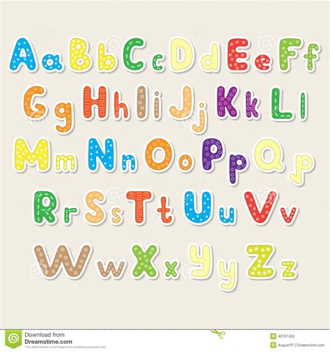 Set Of The Color Alphabet Cut Out From Paper Stock Illustration Image