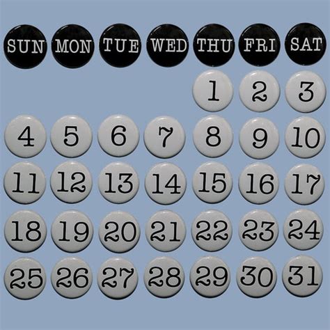 Black And White Perpetual Calendar Numbers 1 31 1 Etsy