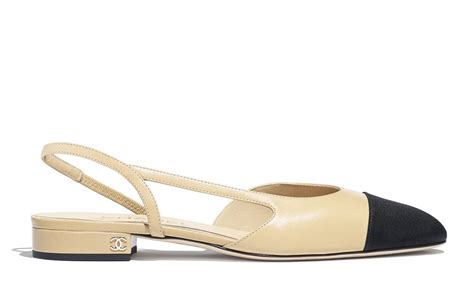 Chanel Cap Toe Slingback Flats In Beige And Black — Ufo No More