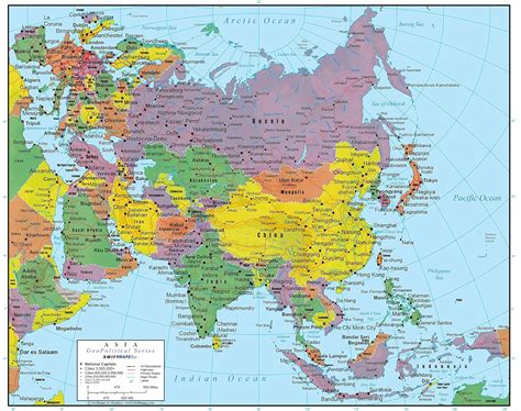 Asia Wall Map Geopolitical Edition By Swiftmaps 24x30