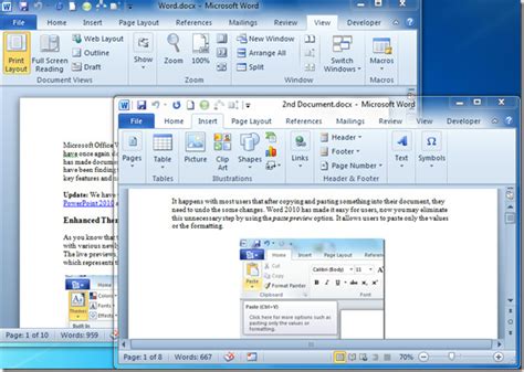 Word 2010 Synchronous Scrolling View Side By Side