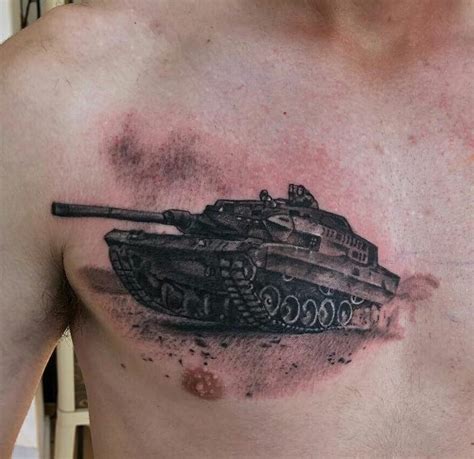 Military Tank Chest Tattoo Veteran Ink
