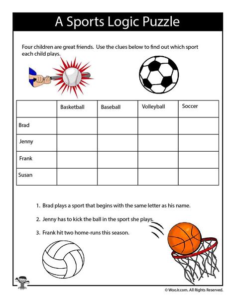 Easy Sports Logic Puzzle Woo Jr Kids Activities Childrens