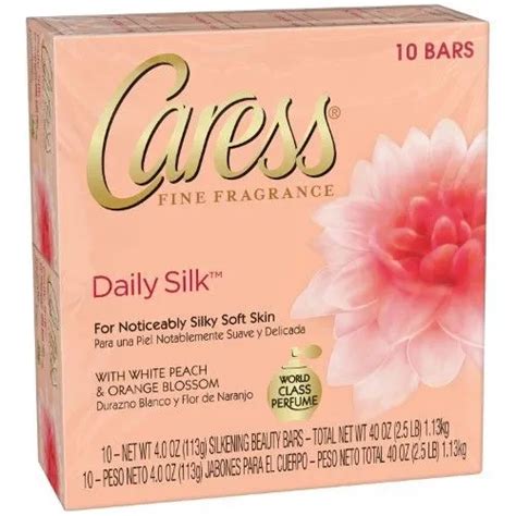 Caress Daily Silk Soap Fine Fragrance 4 Oz Bar Soap 10 Bars Per Pack