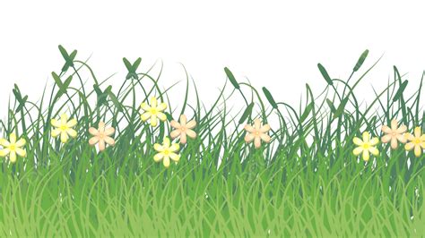 Gambar Kartun Rumput Hijau Dengan Bunga Rumput Hijau Alam Latar