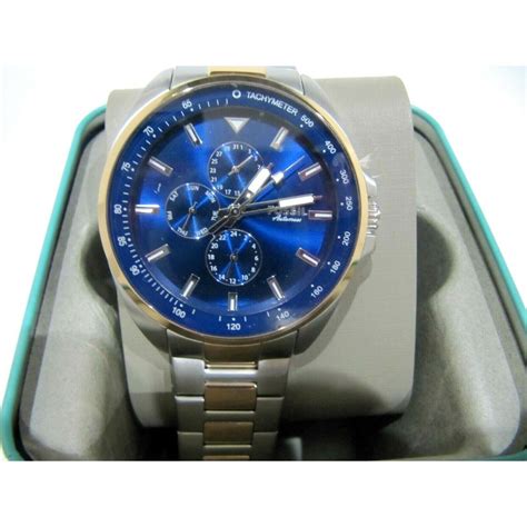 Fossil Men S Autocross Multifunction 2 Tone Blue Dial Watch Bq2552