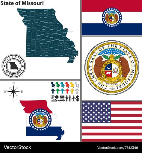 Map Missouri With Seal Royalty Free Vector Image
