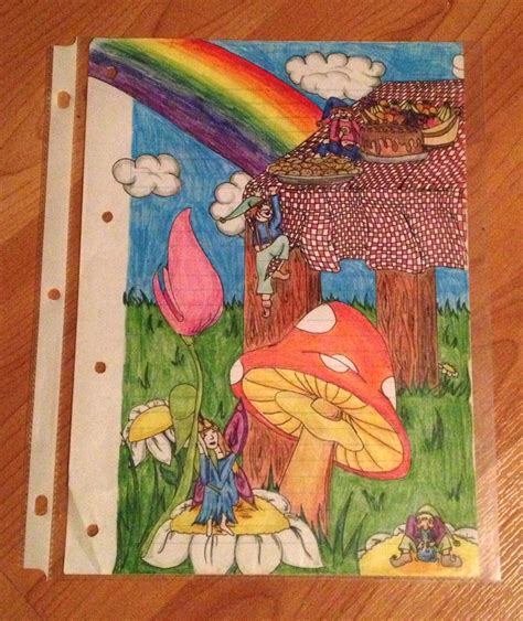 Trippy Drawing Colored Pencils Mushrooms Elves And By Gigibunni